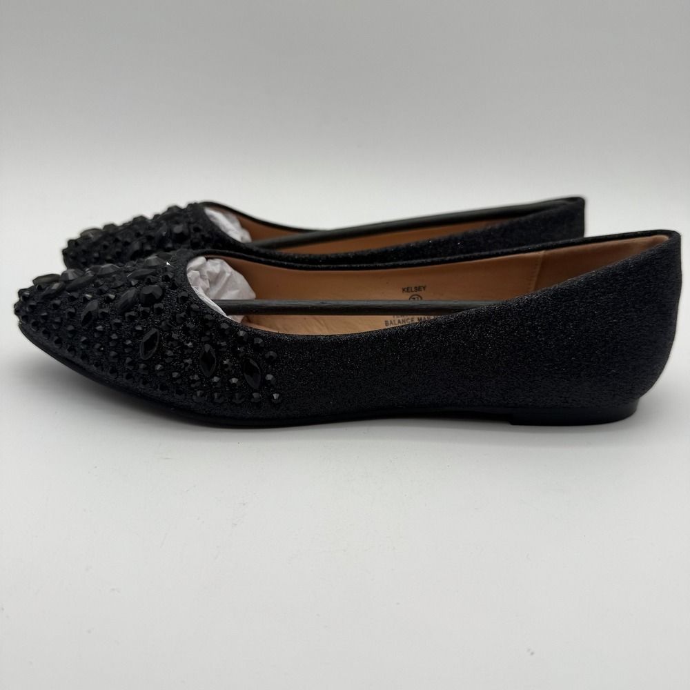Lauren Lorraine Kelsey Womens Ballet Flats Black Beaded Shoes Size 7.5 New - Picture 2 of 8